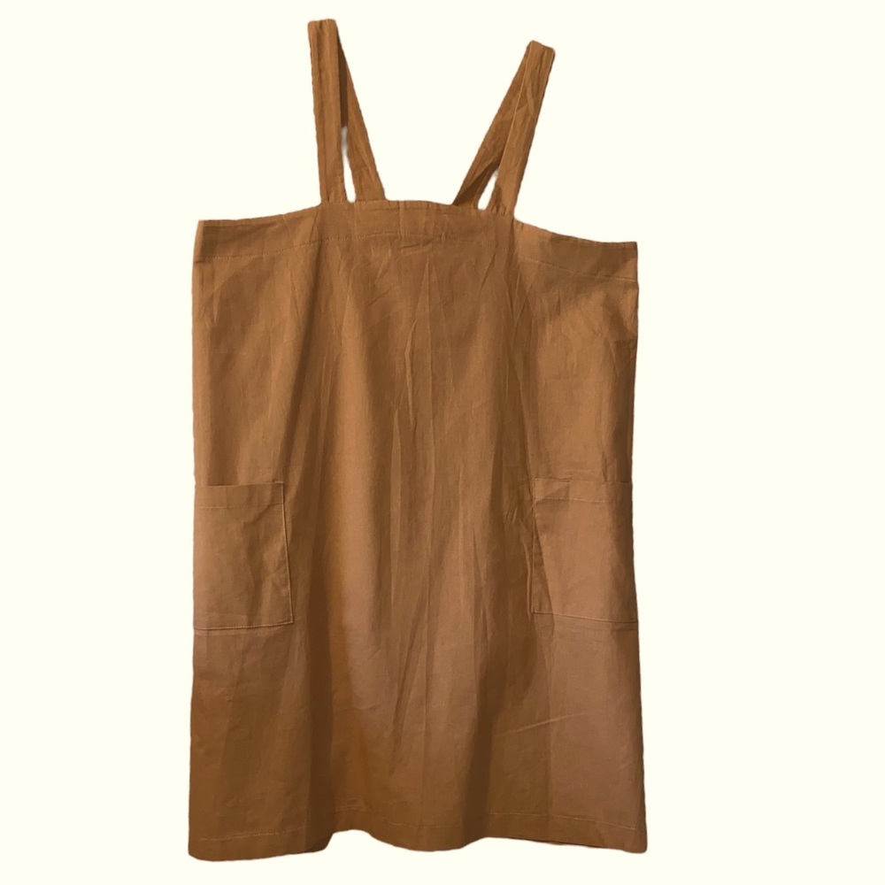 Womans dark khaki smock with pockets 100% cotton
